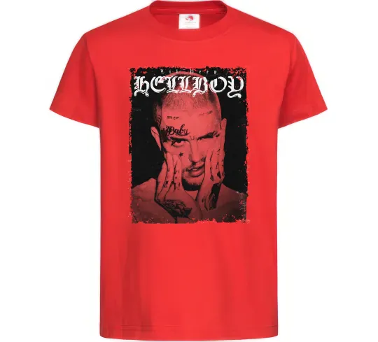 Детская футболка Лил Пип Hellboy poster Красный фото