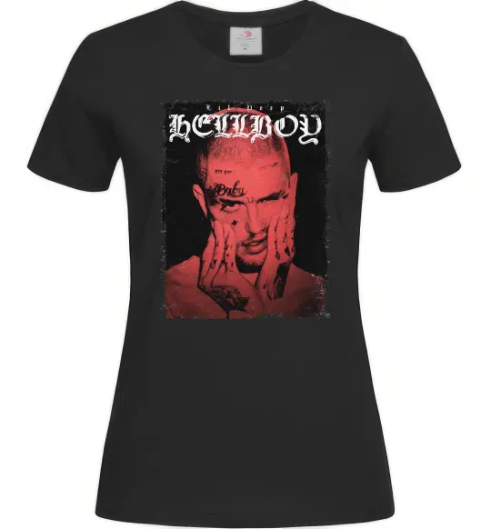 Женская футболка Лил Пип Hellboy poster Черный фото