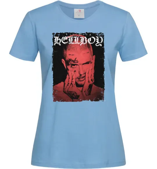 Женская футболка Лил Пип Hellboy poster Голубой фото