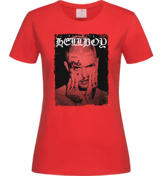 Женская футболка Лил Пип Hellboy poster Красный фото