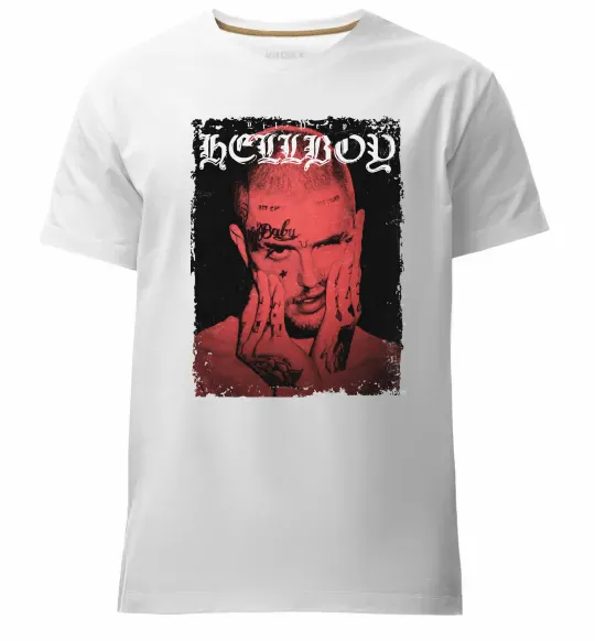Мужская премиум футболка Лил Пип Hellboy poster Белый фото