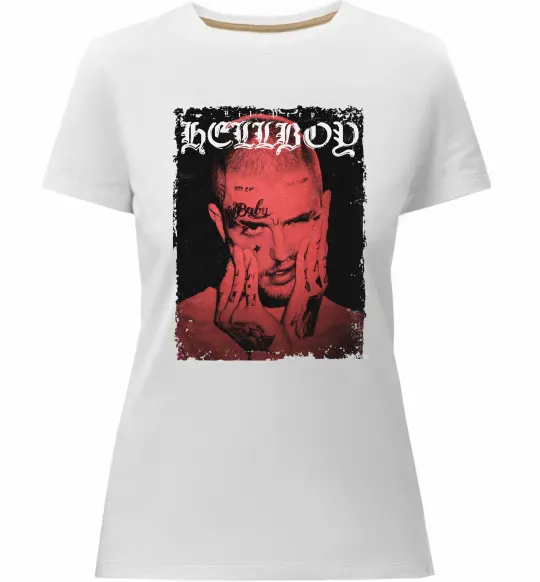 Женская премиум футболка Лил Пип Hellboy poster Белый фото