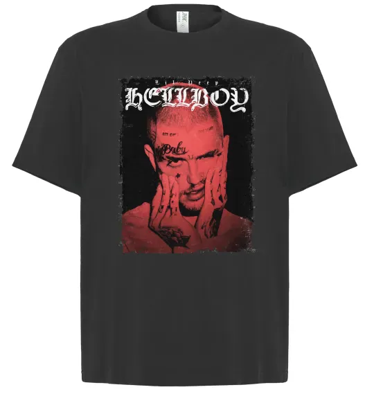 Футболка Оверсайз Лил Пип Hellboy poster Черный фото