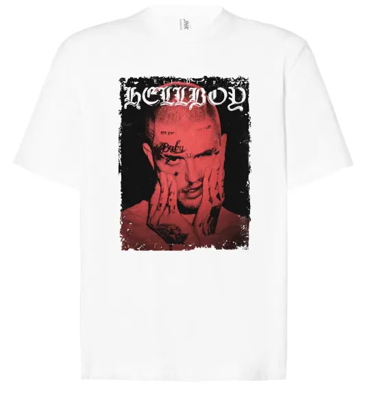 Футболка Оверсайз Лил Пип Hellboy poster Белый фото