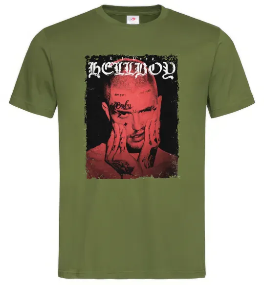 Мужская футболка Лил Пип Hellboy poster Оливковый фото