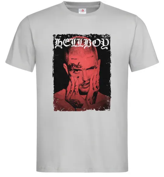 Мужская футболка Лил Пип Hellboy poster Серый фото