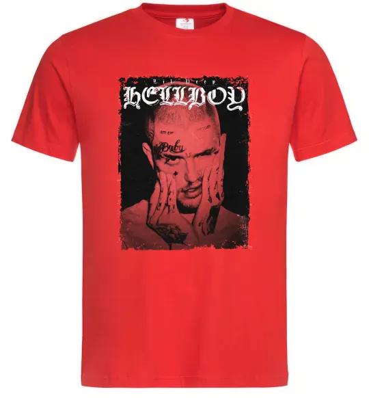 Мужская футболка Лил Пип Hellboy poster Красный фото