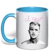 Чашка з кольоровою ручкою Lil Peep bw Блакитний фото