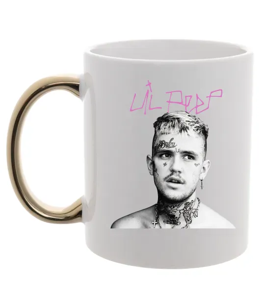 Чашка з кольоровою ручкою Lil Peep bw Золото фото