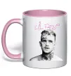 Чашка з кольоровою ручкою Lil Peep bw Ніжно рожевий фото