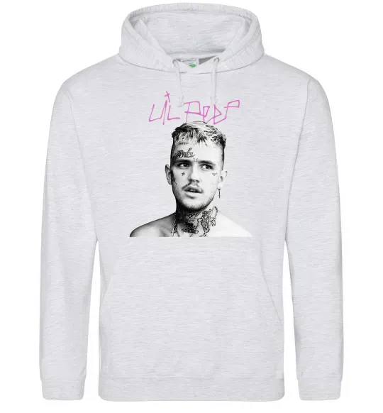 Женская толстовка (худи) Lil Peep bw Серый меланж фото
