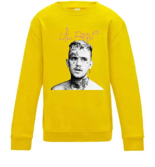 Детский Свитшот Lil Peep bw Солнечно желтый фото