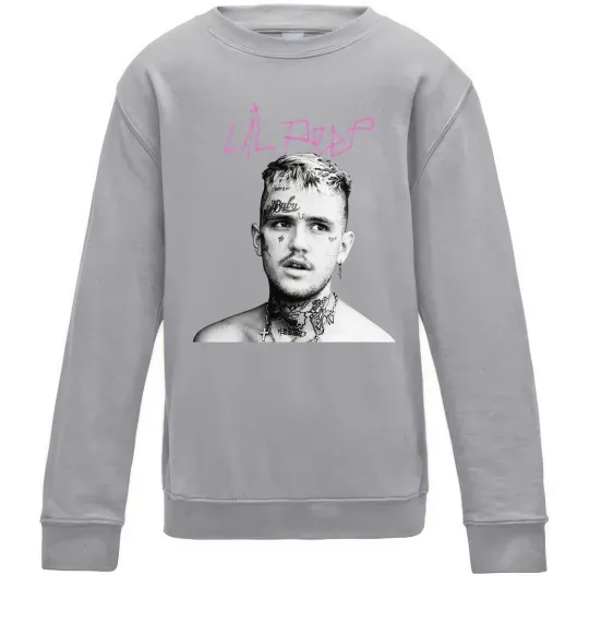 Детский Свитшот Lil Peep bw Серый меланж фото