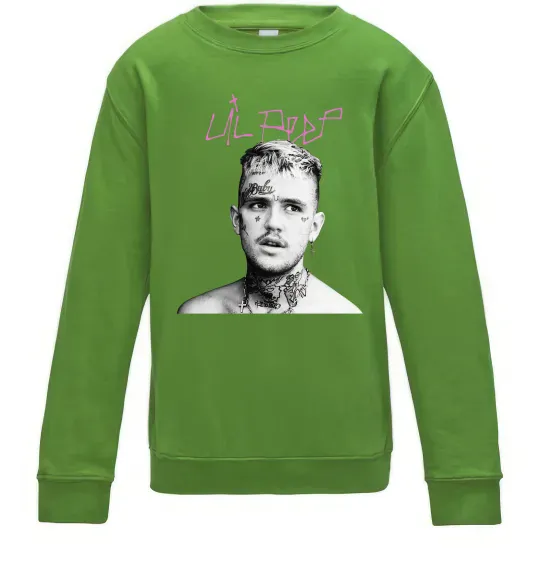 Детский Свитшот Lil Peep bw Лаймовый фото