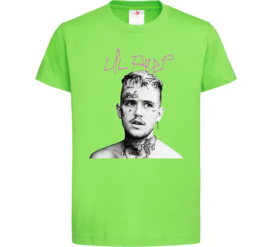 Детская футболка Lil Peep bw Лаймовый фото