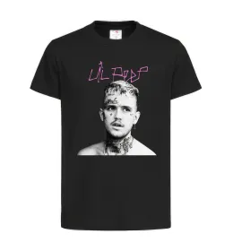 Детская футболка Lil Peep bw Черный фото