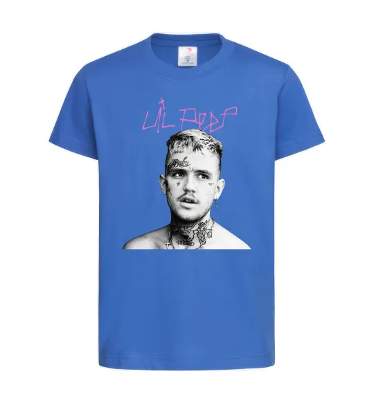 Детская футболка Lil Peep bw Ярко-синий фото