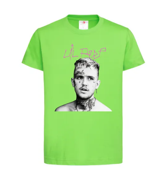 Детская футболка Lil Peep bw Лаймовый фото