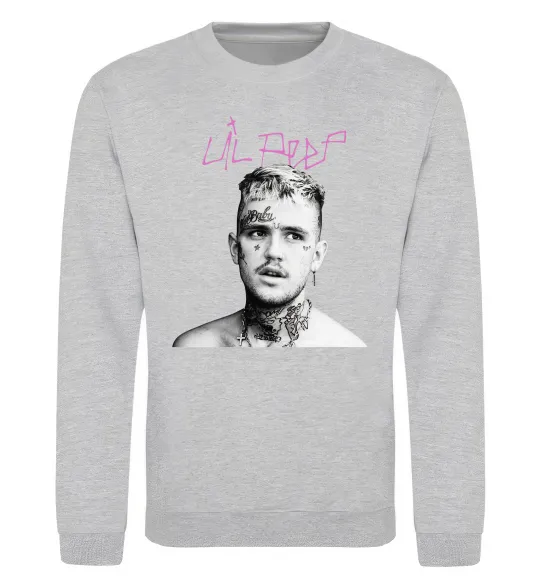 Свитшот Lil Peep bw Серый меланж фото