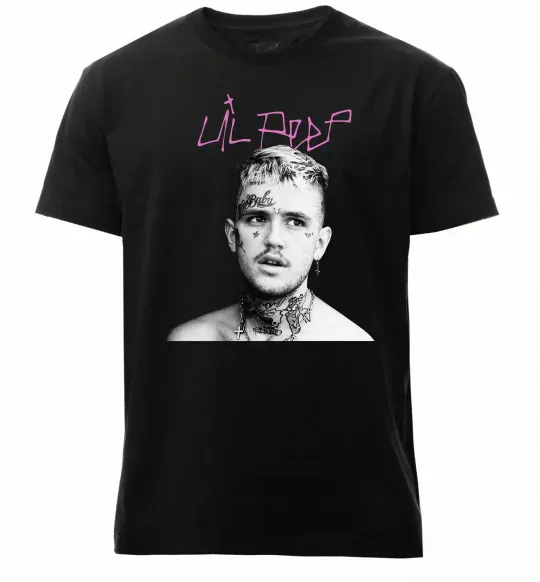 Мужская премиум футболка Lil Peep bw Черный фото