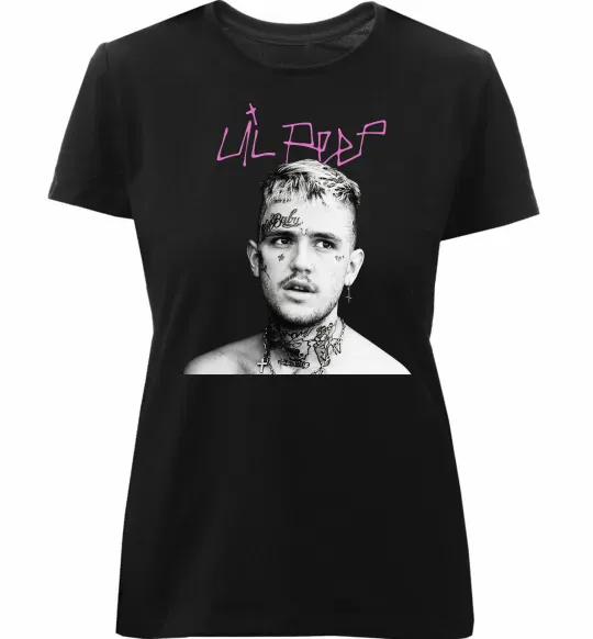 Женская премиум футболка Lil Peep bw Черный фото