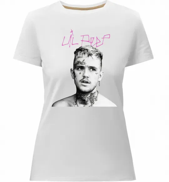 Женская премиум футболка Lil Peep bw Белый фото