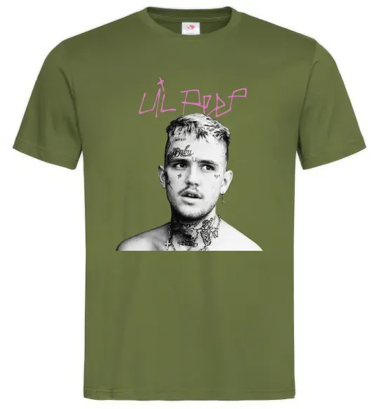 Мужская футболка Lil Peep bw Оливковый фото