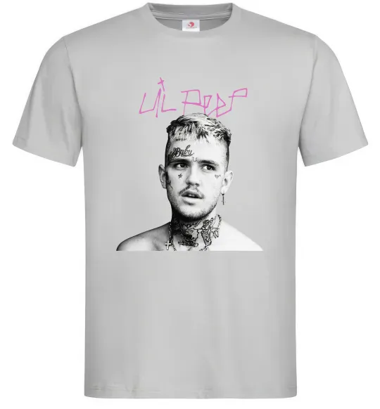 Мужская футболка Lil Peep bw Серый фото