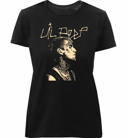 Жіноча преміум футболка Lil Peep art Чорний фото