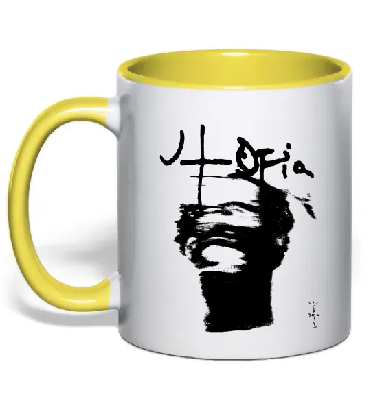 Чашка с цветной ручкой Travis Scott utopia Солнечно желтый фото