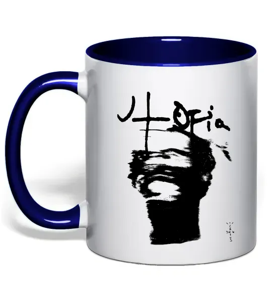 Чашка с цветной ручкой Travis Scott utopia Глубокий темно-синий фото