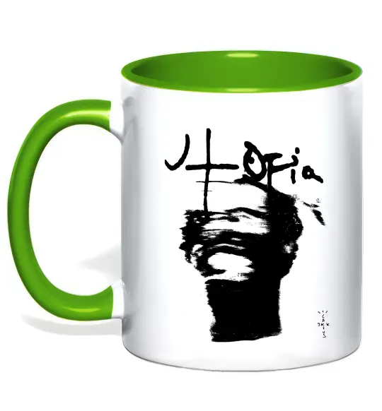 Чашка с цветной ручкой Travis Scott utopia Зеленый фото