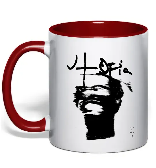 Чашка с цветной ручкой Travis Scott utopia Красный фото