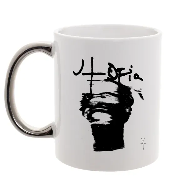 Чашка с цветной ручкой Travis Scott utopia Серебро фото