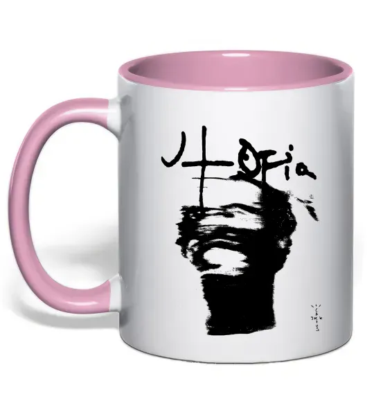 Чашка с цветной ручкой Travis Scott utopia Нежно розовый фото