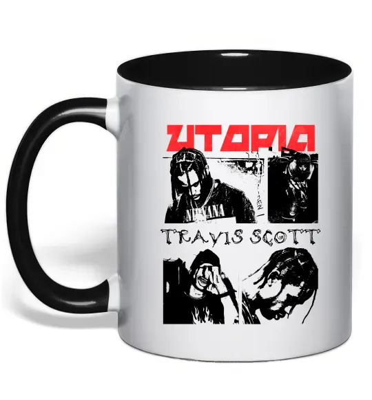 Чашка с цветной ручкой Тревіс Скотт постер Черный фото