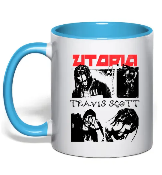 Чашка с цветной ручкой Тревіс Скотт постер Голубой фото