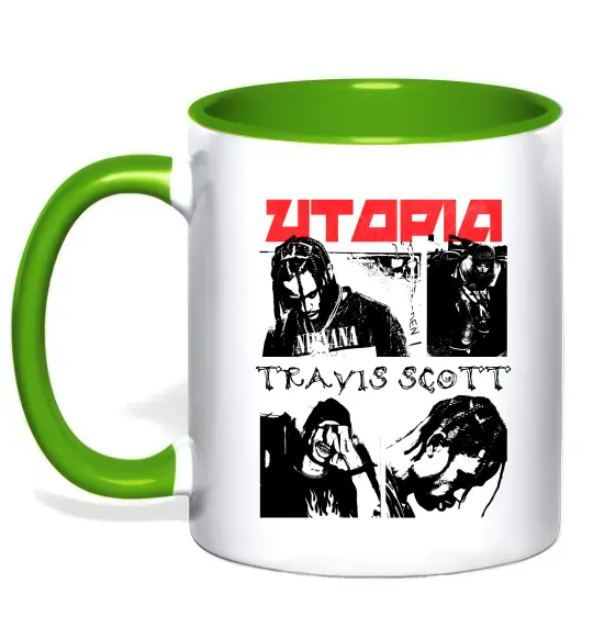 Чашка с цветной ручкой Тревіс Скотт постер Зеленый фото