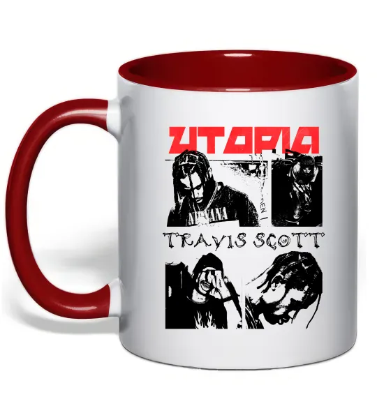 Чашка с цветной ручкой Тревіс Скотт постер Красный фото