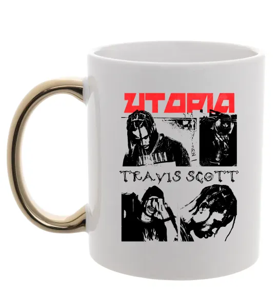 Чашка с цветной ручкой Тревіс Скотт постер Золото фото