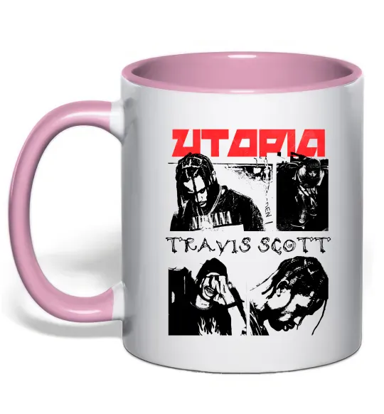 Чашка с цветной ручкой Тревіс Скотт постер Нежно розовый фото