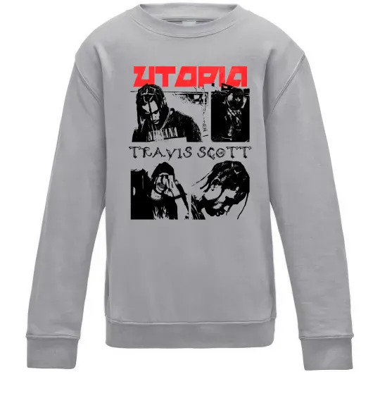 Детский Свитшот Тревіс Скотт постер Серый меланж фото