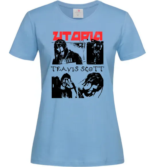 Женская футболка Тревіс Скотт постер Голубой фото