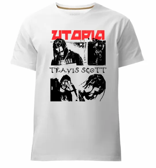 Чоловіча преміум футболка Тревіс Скотт постер Білий фото