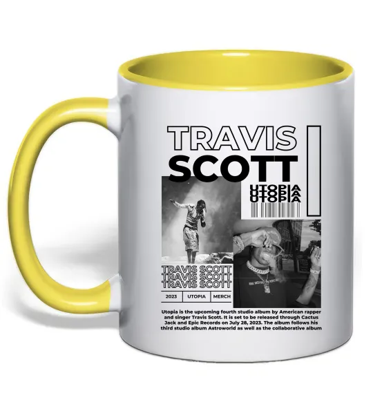 Чашка з кольоровою ручкою Travis Scott Utopia 2023 Лимонний фото