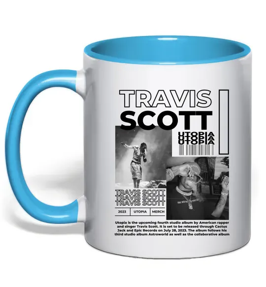 Чашка с цветной ручкой Travis Scott Utopia 2023 Голубой фото