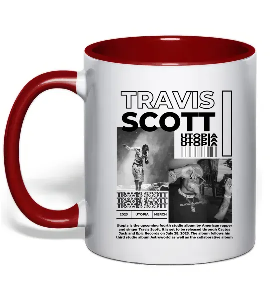 Чашка с цветной ручкой Travis Scott Utopia 2023 Красный фото
