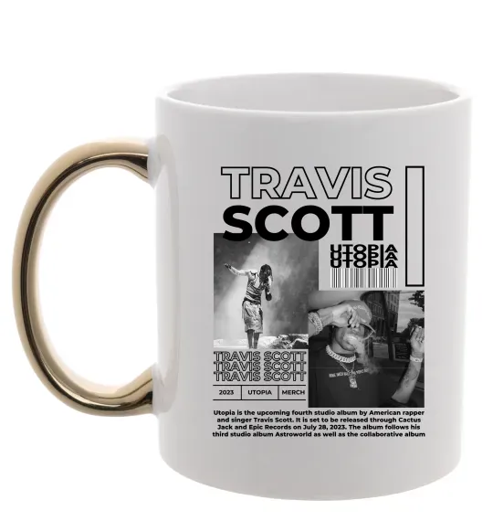 Чашка с цветной ручкой Travis Scott Utopia 2023 Золото фото