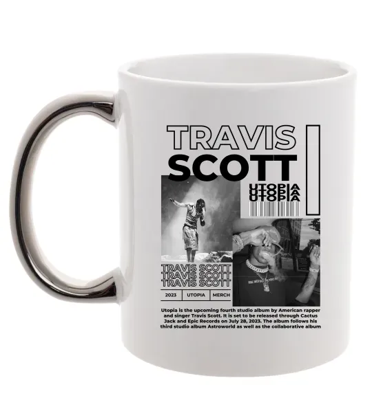 Чашка с цветной ручкой Travis Scott Utopia 2023 Серебро фото