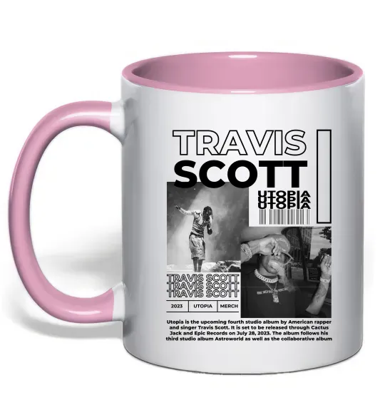 Чашка с цветной ручкой Travis Scott Utopia 2023 Нежно розовый фото